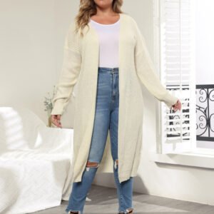 Cardigan — Extended-Size Open Rib Layer — front and knit detail