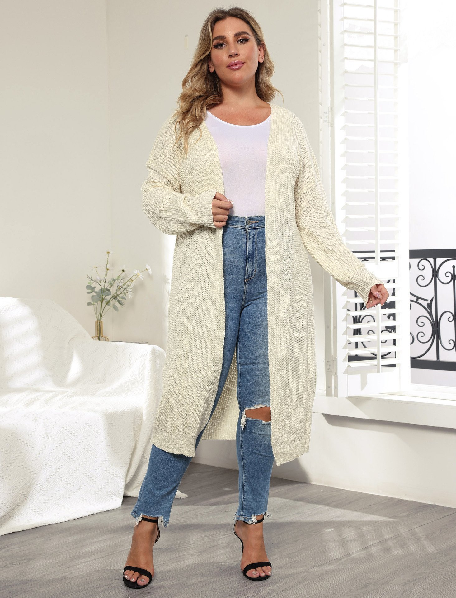 Cardigan — Extended-Size Open Rib Layer — additional view