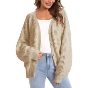 Cardigan — Relaxed V-Neck Pocket Knit — front and knit detail