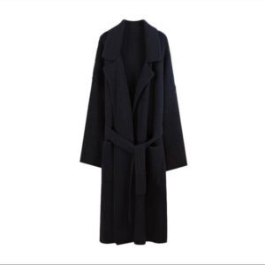 Cardigan — Belted Rib Longline — front and knit detail